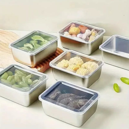 4/8Pcs Stainless Steel Food Storage Box Refrigerator with Lid Lunch Picnic Box - Ceenaz Store