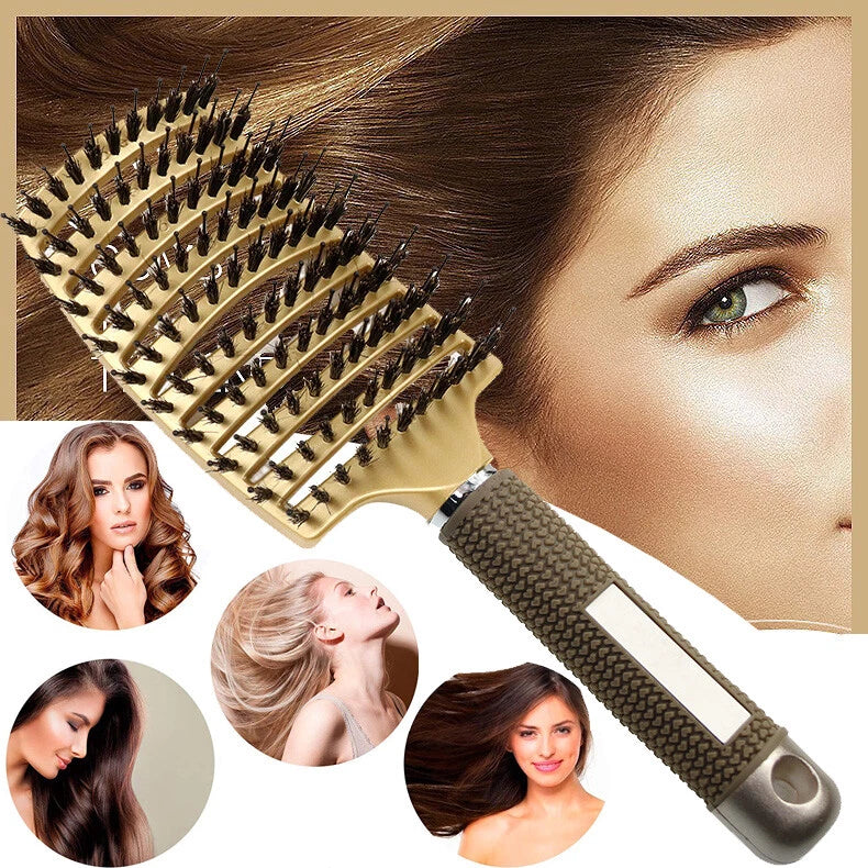 Women Detangling Nylon & Bristle Hairbrush Scalp Massage Comb Hair Brush Tool UK - Ceenaz Store