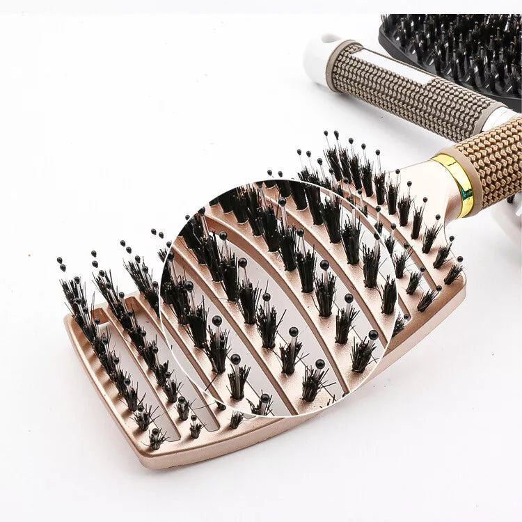 Women Detangling Nylon & Bristle Hairbrush Scalp Massage Comb Hair Brush Tool UK - Ceenaz Store