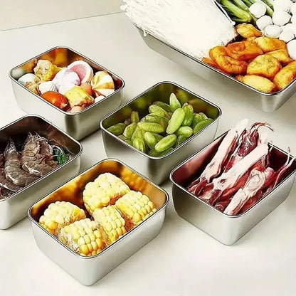 4/8Pcs Stainless Steel Food Storage Box Refrigerator with Lid Lunch Picnic Box - Ceenaz Store