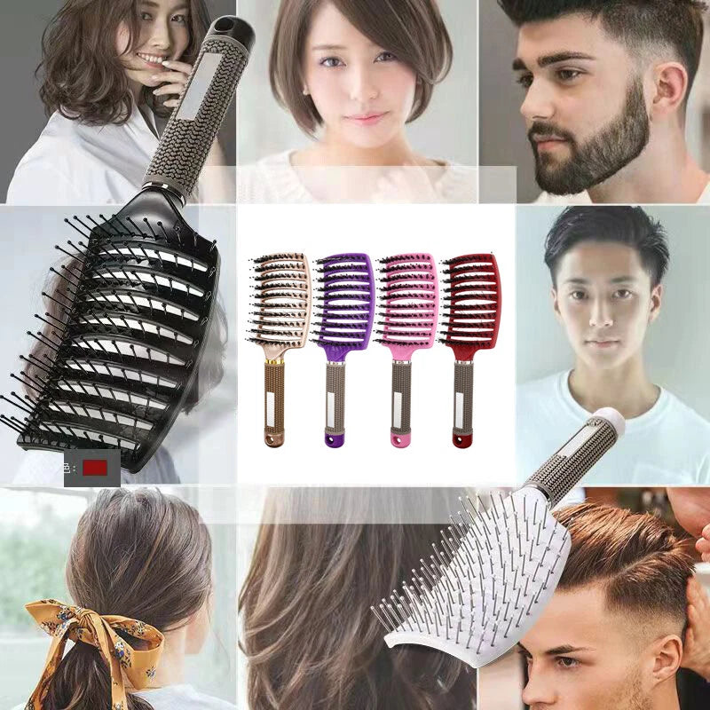 Women Detangling Nylon & Bristle Hairbrush Scalp Massage Comb Hair Brush Tool UK - Ceenaz Store