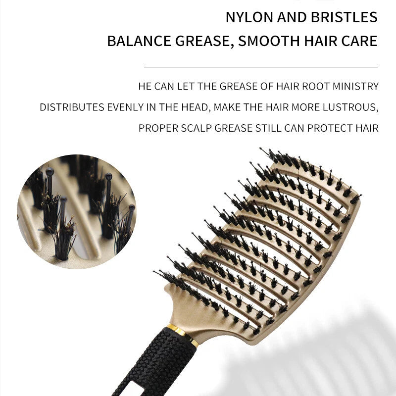 Women Detangling Nylon & Bristle Hairbrush Scalp Massage Comb Hair Brush Tool UK - Ceenaz Store