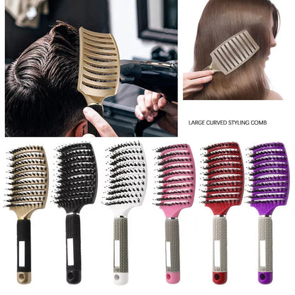 Women Detangling Nylon & Bristle Hairbrush Scalp Massage Comb Hair Brush Tool UK - Ceenaz Store