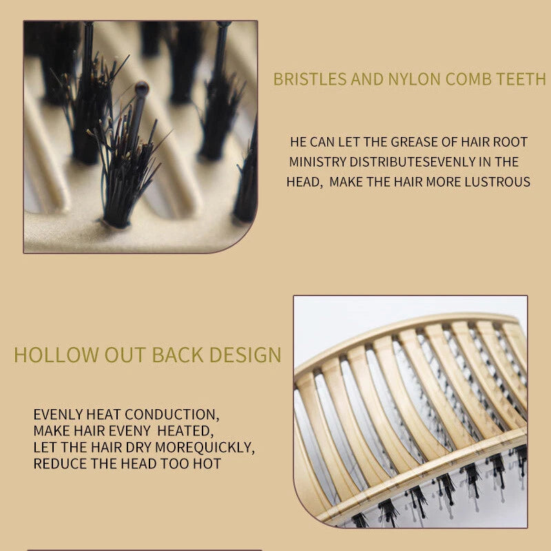 Women Detangling Nylon & Bristle Hairbrush Scalp Massage Comb Hair Brush Tool UK - Ceenaz Store