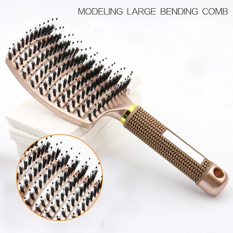 Women Detangling Nylon & Bristle Hairbrush Scalp Massage Comb Hair Brush Tool UK - Ceenaz Store