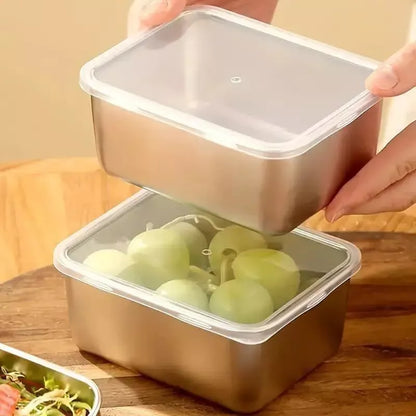 4/8Pcs Stainless Steel Food Storage Box Refrigerator with Lid Lunch Picnic Box - Ceenaz Store