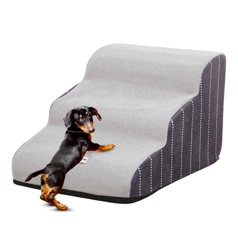 3/4/5 Steps Dog Stairs Pet For Bed Sofa Cats Ladder Ramp With Removable Cover UK