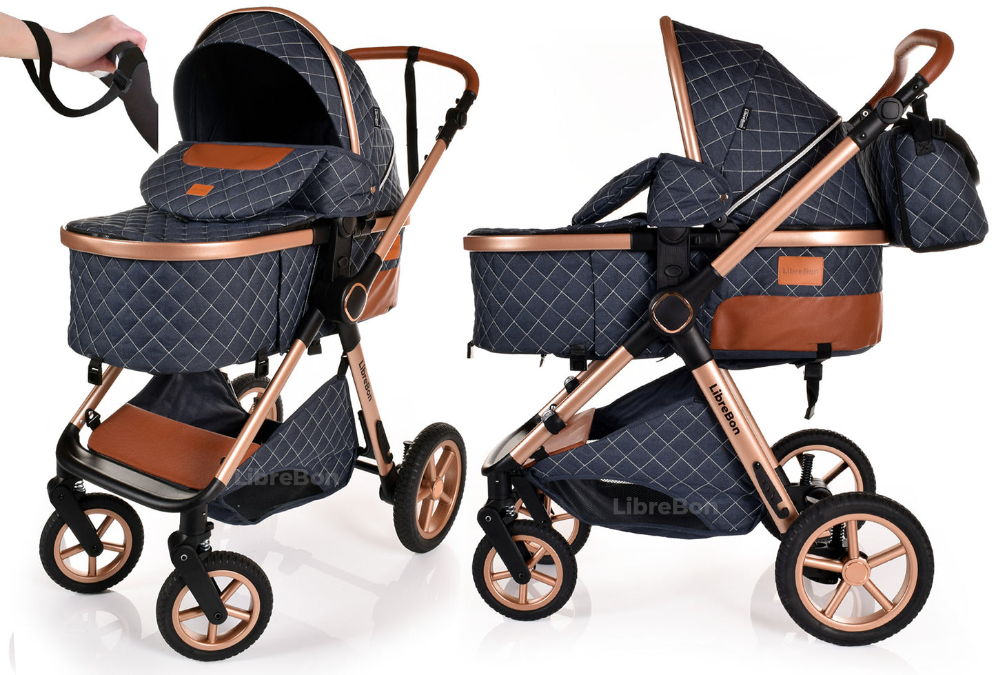 3 in 1 Pram Newborn Baby Buggy Set Travel System with Car Seat Folding Pushchair
