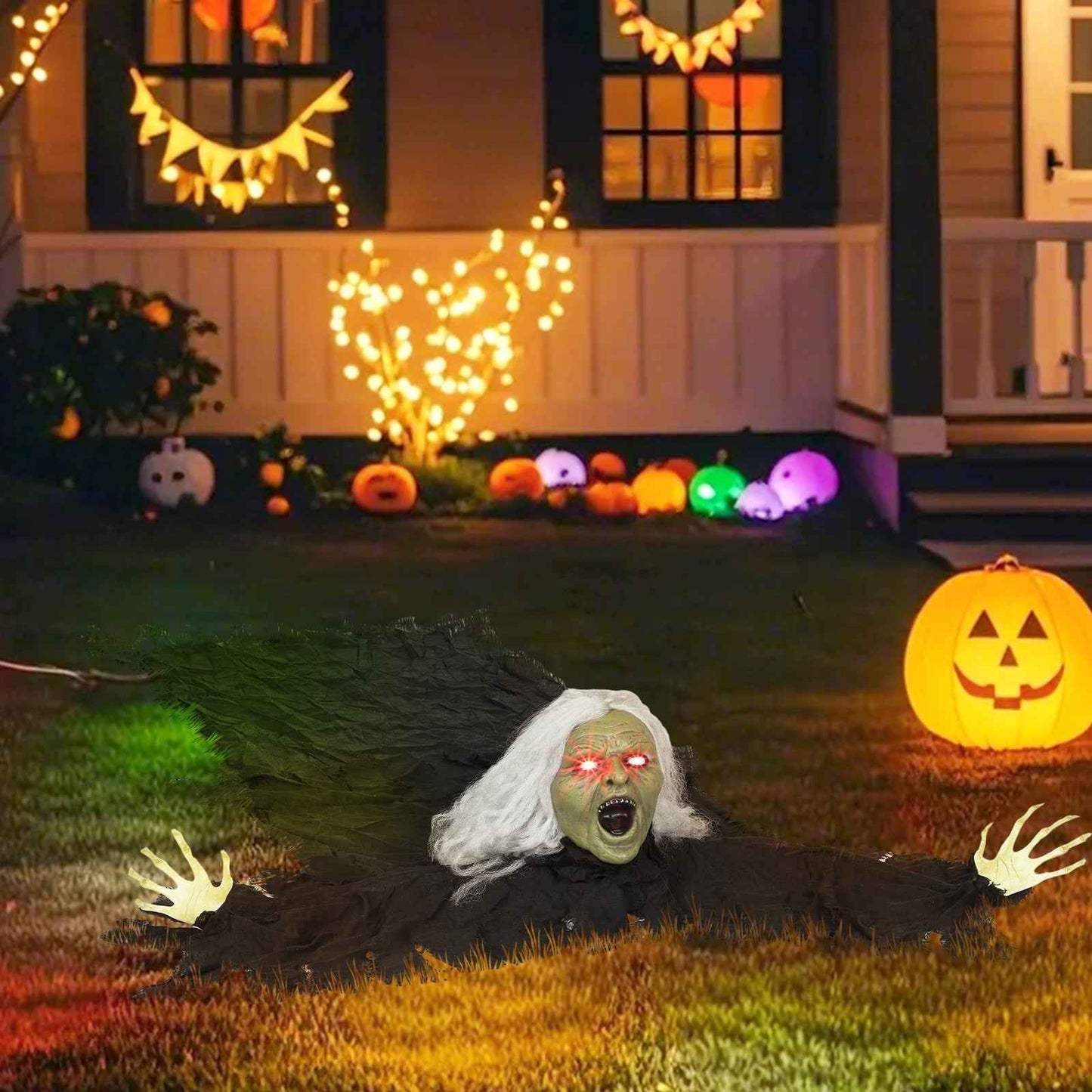 183 cm Life Size Halloween Animated Crawling Zombie with Glowing LED Eyes