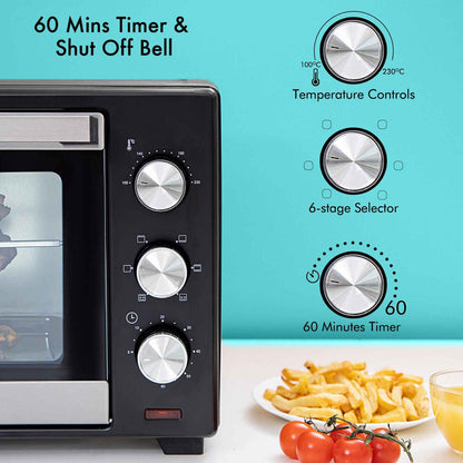 GEEPAS Mini Oven Toaster Grill Tabletop Compact Portable Baking Cooker Electric