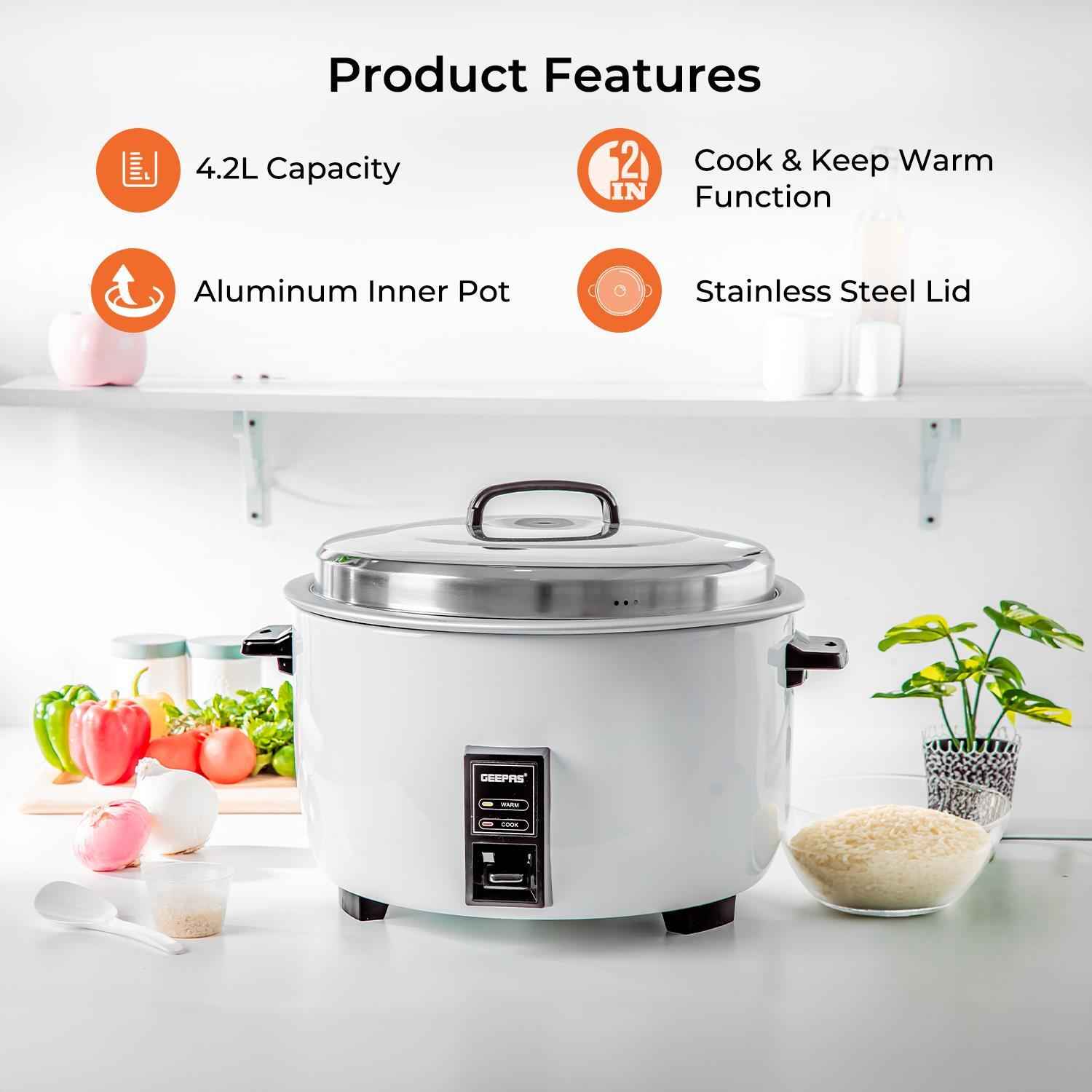 4.2L Commercial Rice Cooker Non-Stick Pot Automatic Keep Warm Catering 1600W