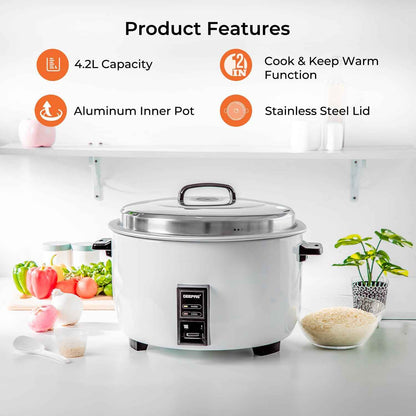 4.2L Commercial Rice Cooker Non-Stick Pot Automatic Keep Warm Catering 1600W