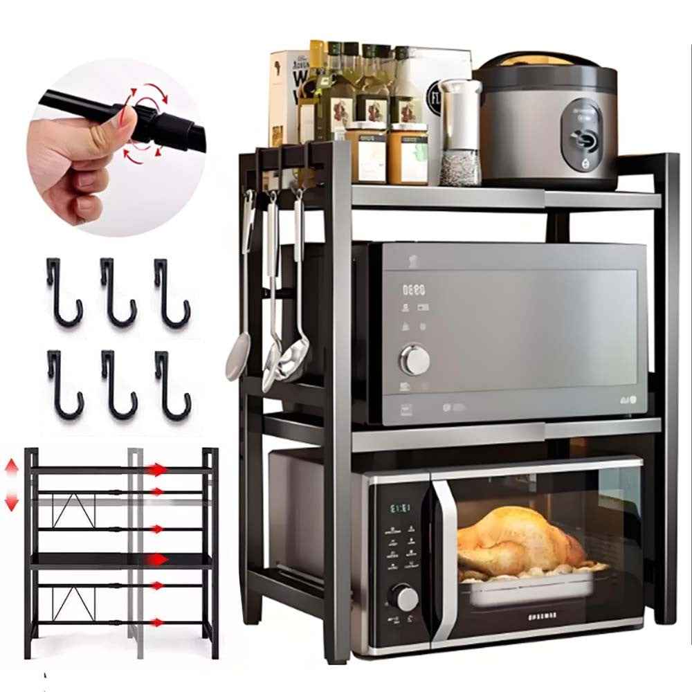 3 Tier Expandable Microwave oven Rack Stand Storage Holder Kitchen Corner Shelf