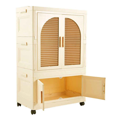 Large Folding Wardrobe Storage Plastic Cabinet with Hanging Rod Clothes Closet