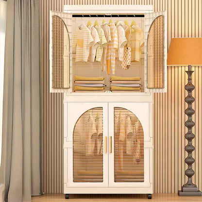 Large Folding Wardrobe Storage Plastic Cabinet with Hanging Rod Clothes Closet