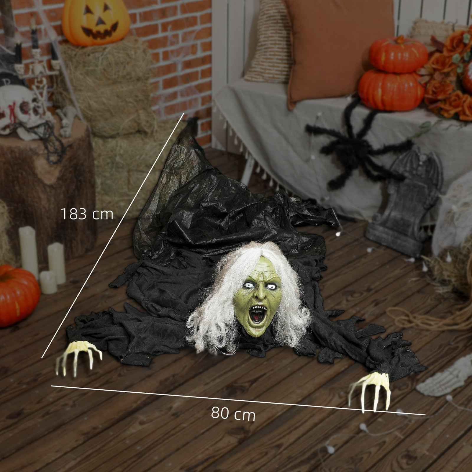 183 cm Life Size Halloween Animated Crawling Zombie with Glowing LED Eyes