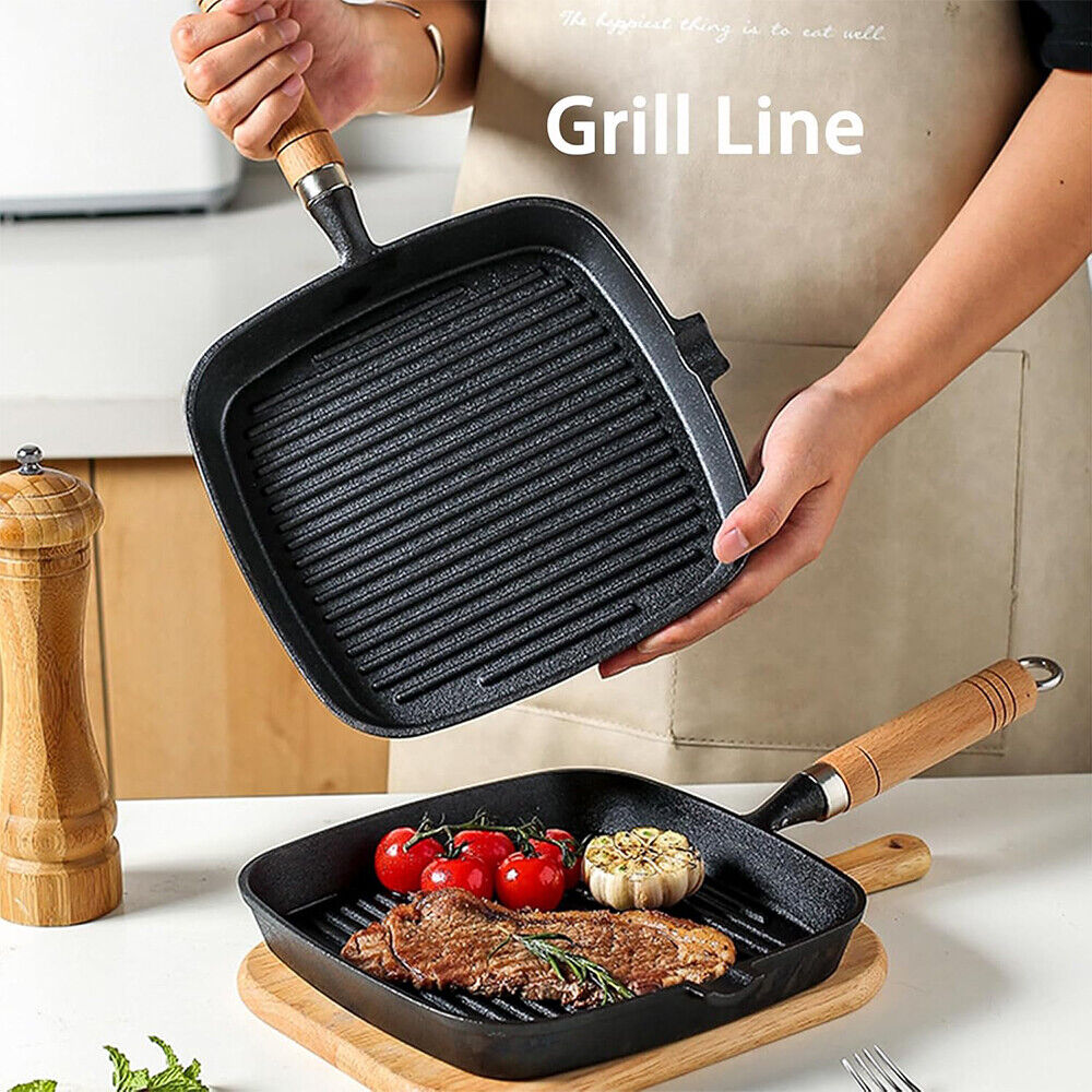 Grill Pan Non Stick Griddle Frying Poring Lips Induction Skillet Cooking Steak
