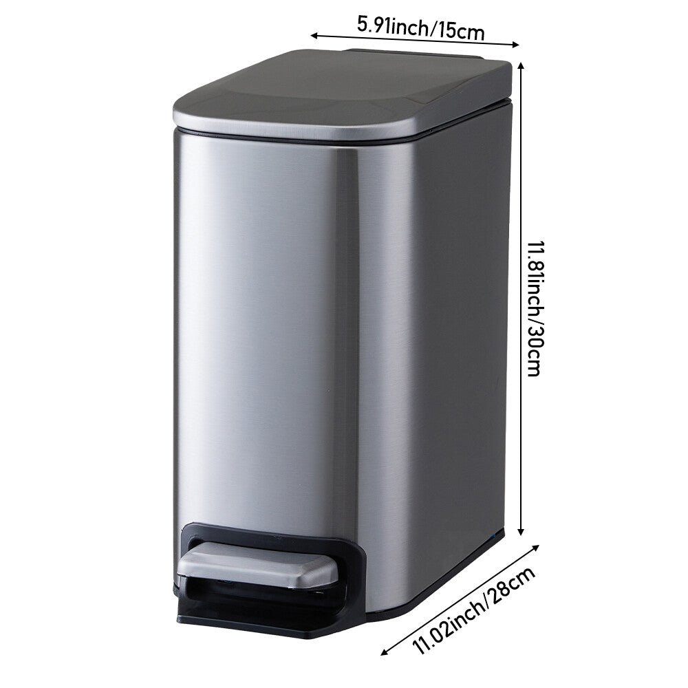 Pedal Bin Dustbin Stainless Steel Waste w/Bucket & Removable Lid Kitchen Bedroom