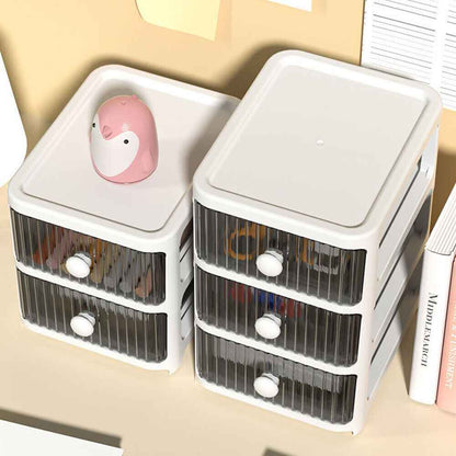 2/3/4Tier Mini Plastic Chest of Drawers Desktop Cabinet Storage Unit Home Office
