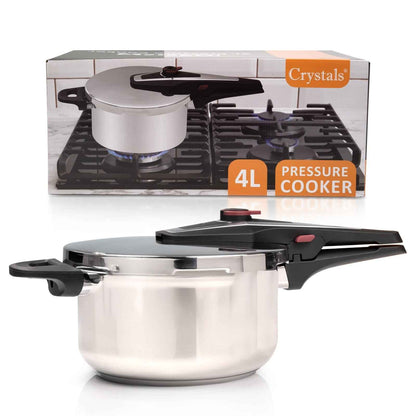 4/6 Litre Dual Handle Stainless Steel Pressure Cooker Kitchen Catering Cookware