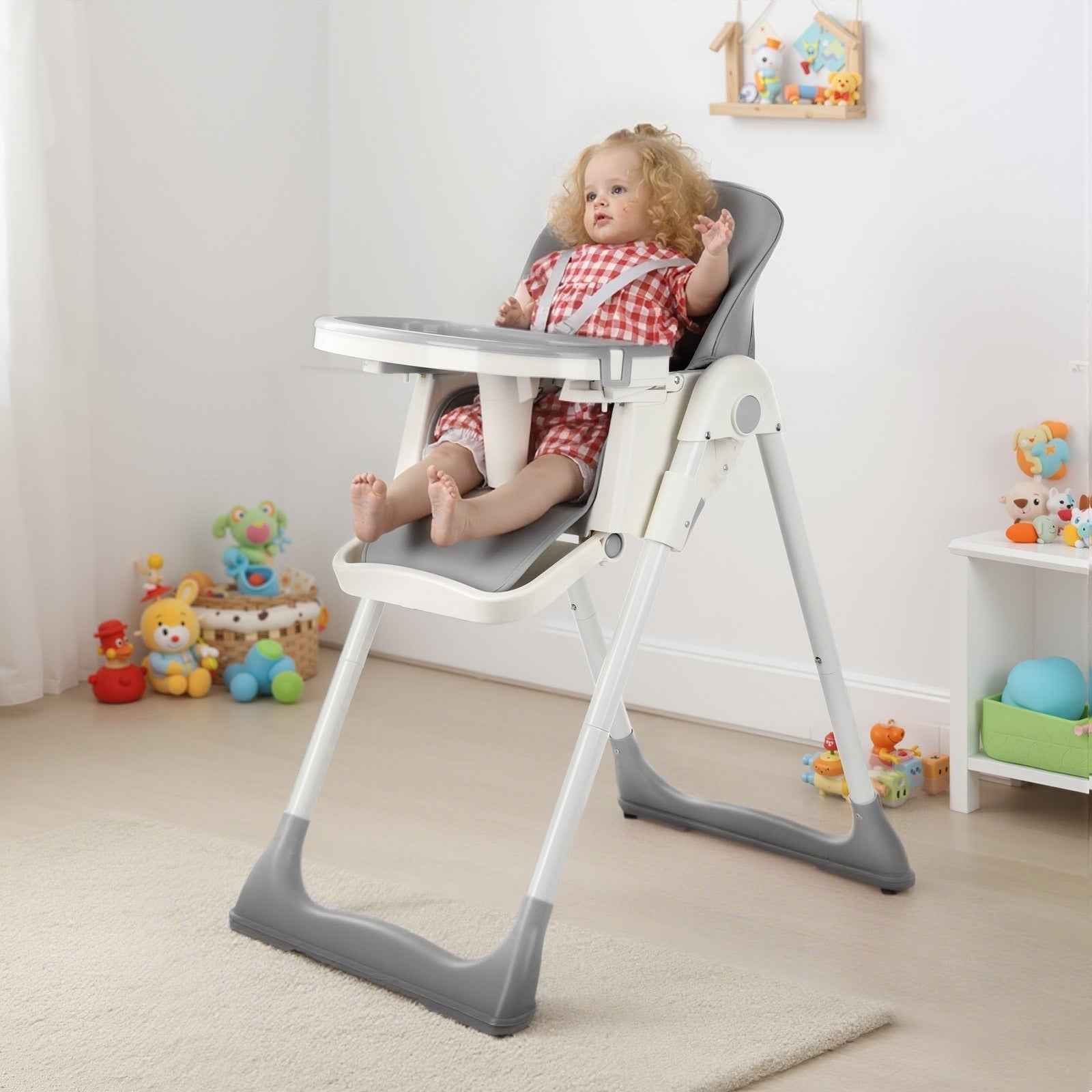 4 in1 Folding Baby High Chair, Adjustable Toddlers Highchair with 4 Uxedmruehjos