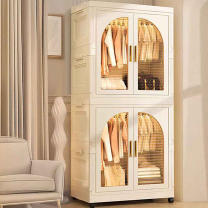 Large Folding Wardrobe Storage Plastic Cabinet with Hanging Rod Clothes Closet