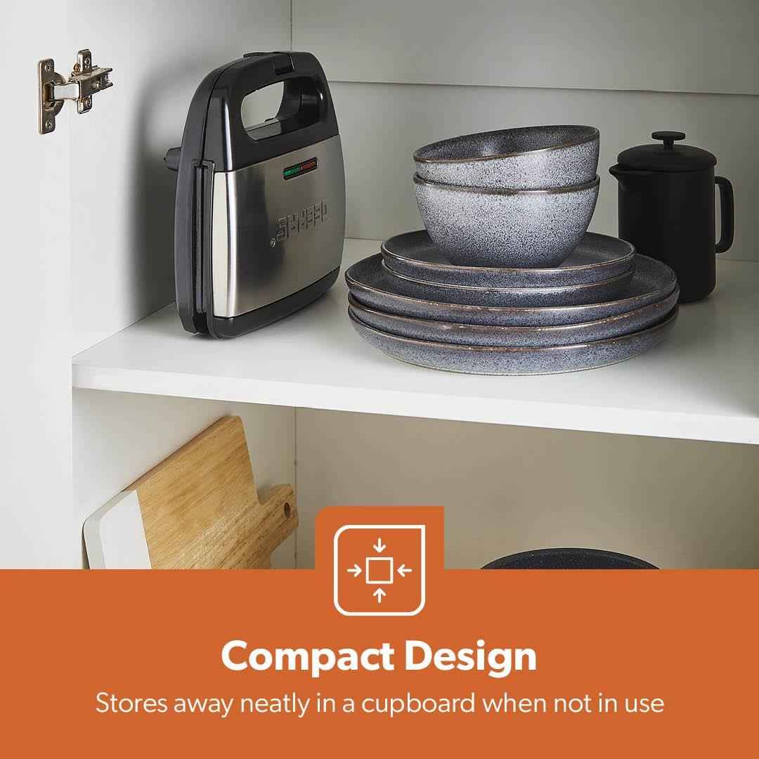 Toastie Maker 2 Slice Sandwich Toaster Non-Stick Machine Easy Clean 750W Geepas