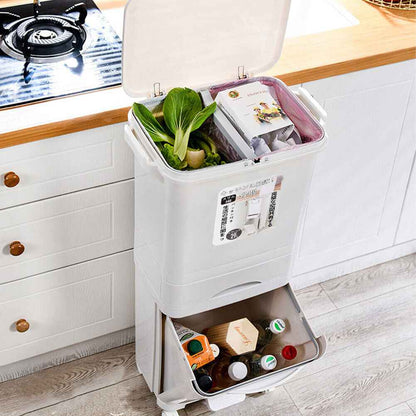 Large 3 Compartment Waste Recycling Bin Kitchen Rubbish Trash Can Pedal Dustbins