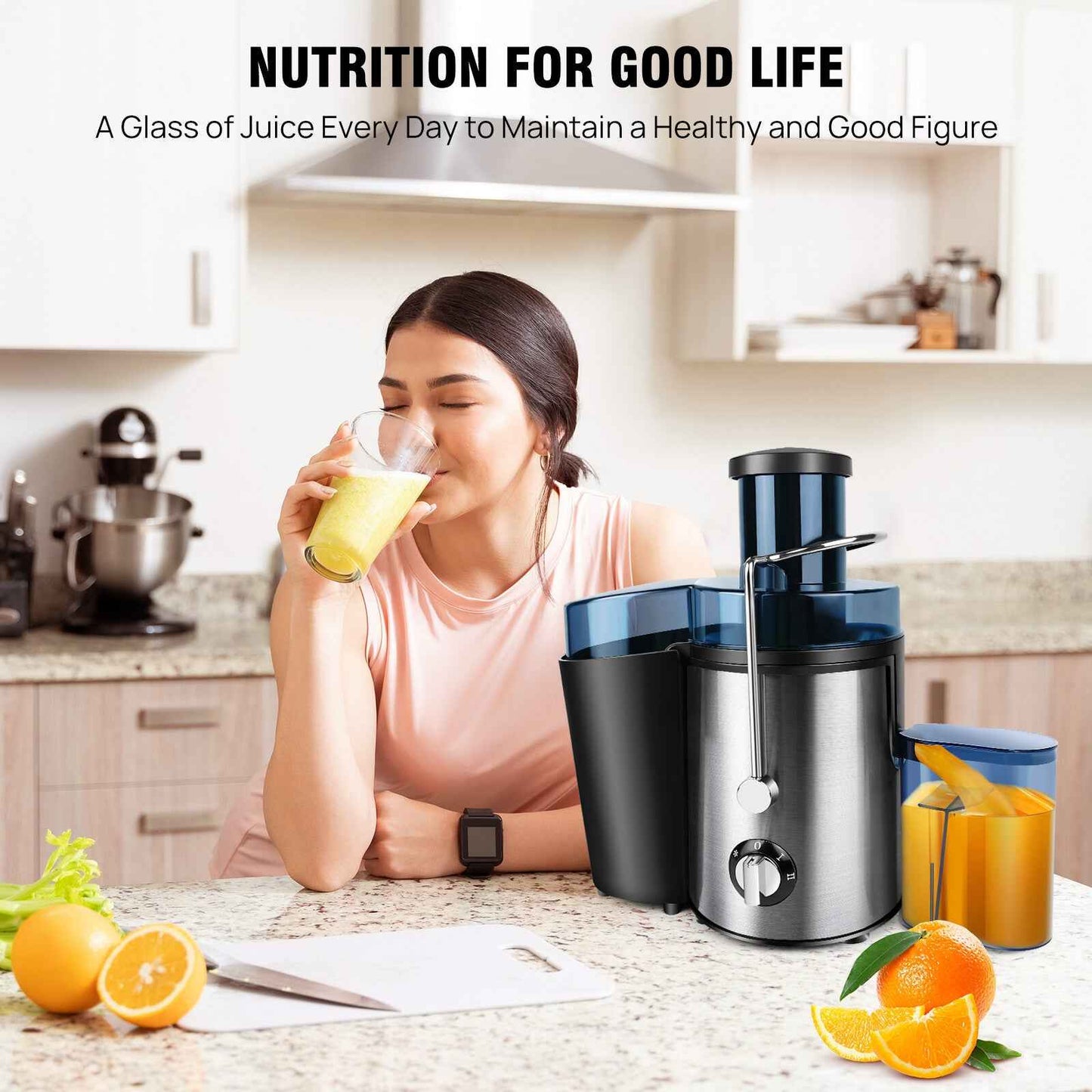 1000W Juicer Machine Whole Fruit and Vegetable Juice Extractor Stainless Steel