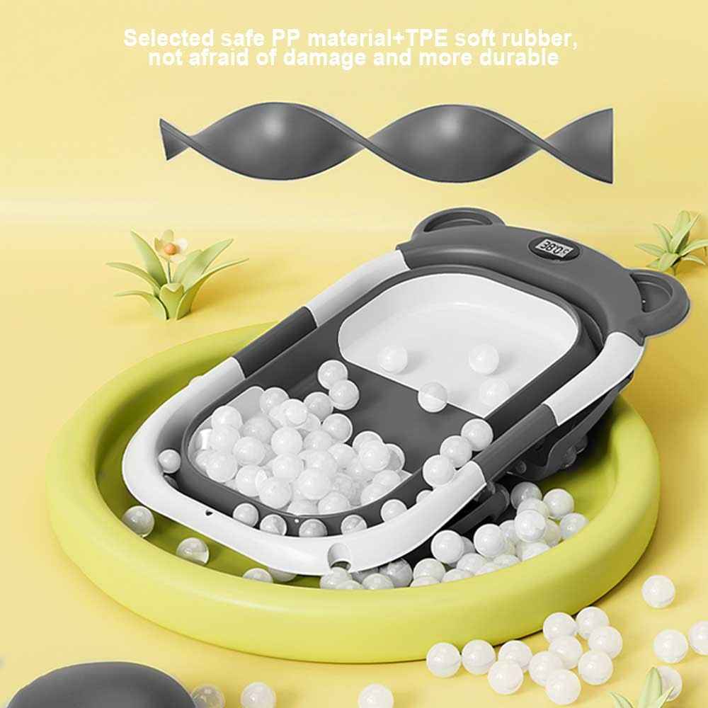 Foldable Baby Bath Tub with Temperature & Cushion Bath Pad + Bath Net New