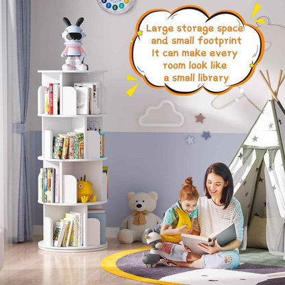 4-Layer 360° Rotating Bookshelf Bookcase Display Floor Standing Storage Rack New