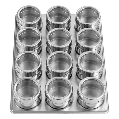 12x Magnetic Spice Jars BBQ Shaker Lids Seasoning Tins Container Stainless Steel