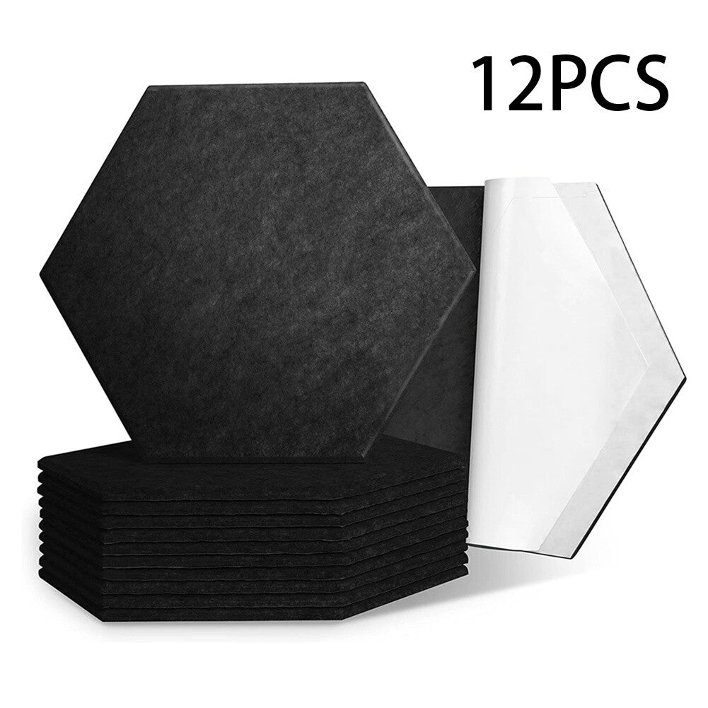 12x Self-adhesive Acoustic Wall Panel Tiles Studio Sound Proofing Insulation Pad