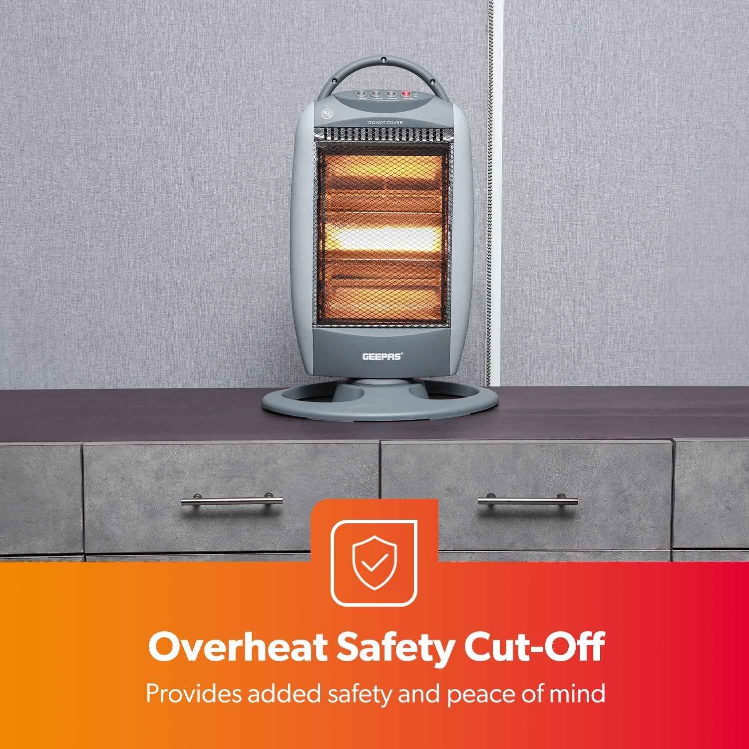 Halogen Heater Instant Heating Portable Quartz Heater 1200W Grey Pack of 2