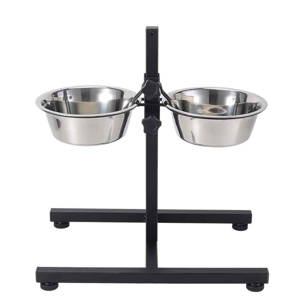 45CM Tall Large Dog Food Feeding Stand Station Stainless Steel Dual Raised Bowls