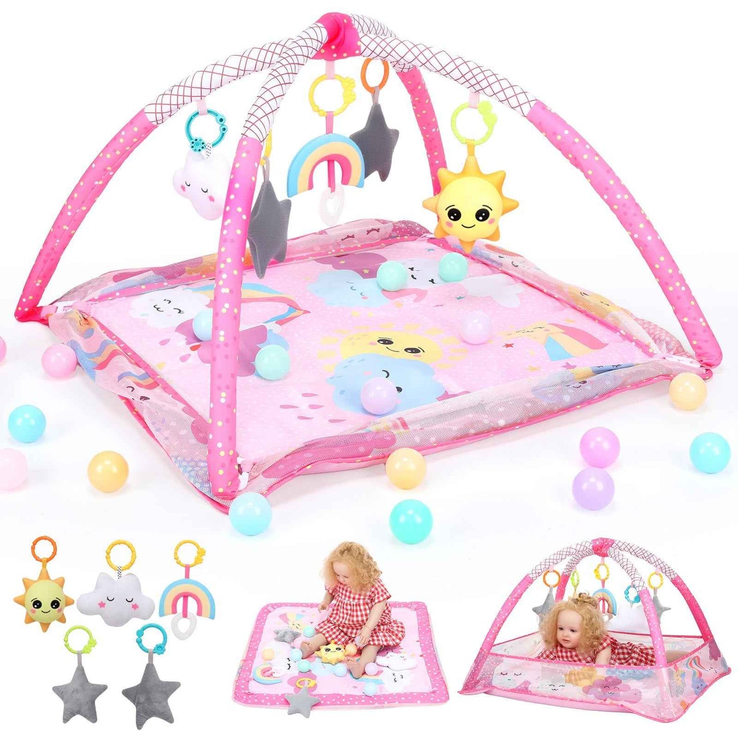 Baby Activity Gym Rack Play Mat Kid Rug Puzzle Mat Carpet Pad Baby Toy UK