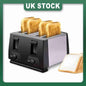 4 Slice Black Toaster Wide Slot New- Variable Browning - Defrost - Reheat