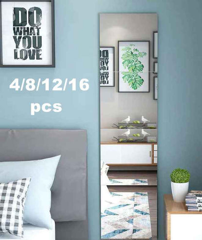 Large Mirror Tiles Wall Sticker Acrylic Self Adhesive Stick On AntiShatter Decor