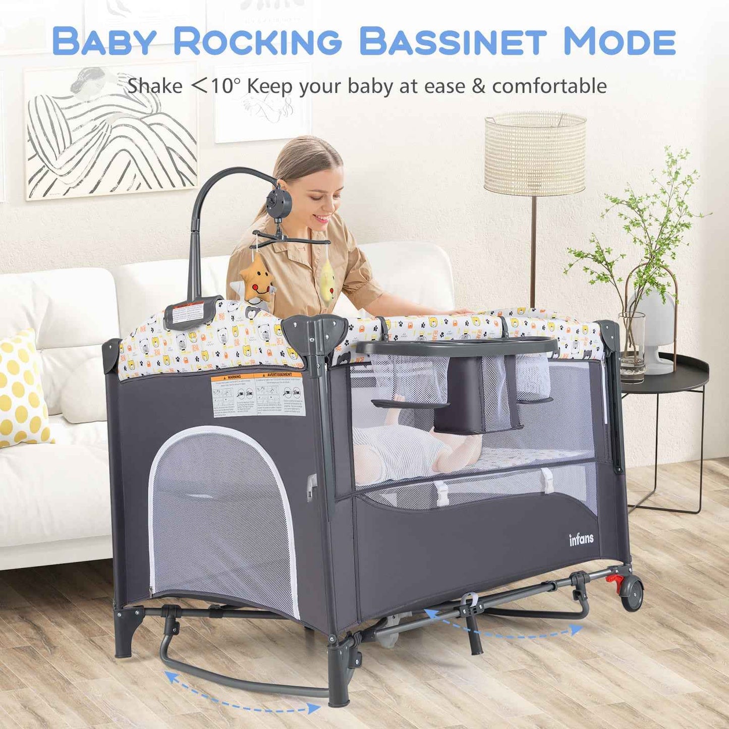 5 in 1 Travel Cot Convertible Foldable Baby Bedside Sleeper Changer W/ Mattress