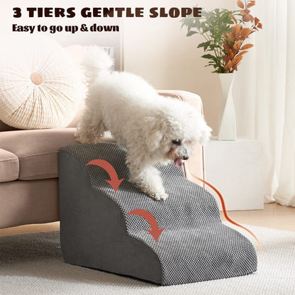 3/4/5 Steps Dog Stairs Pet For Bed Sofa Cats Ladder Ramp With Removable Cover UK