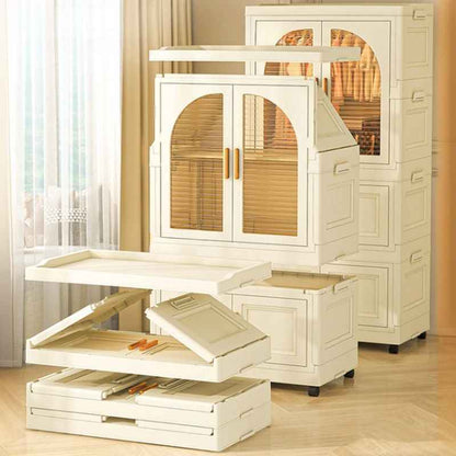 Large Folding Wardrobe Storage Plastic Cabinet with Hanging Rod Clothes Closet