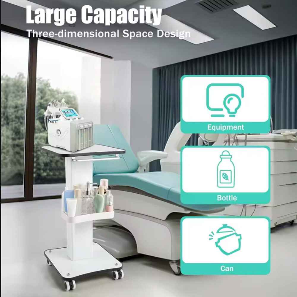 White Beauty Salon Trolley On Wheels SPA Machine Storage Rolling Trolley Cart K