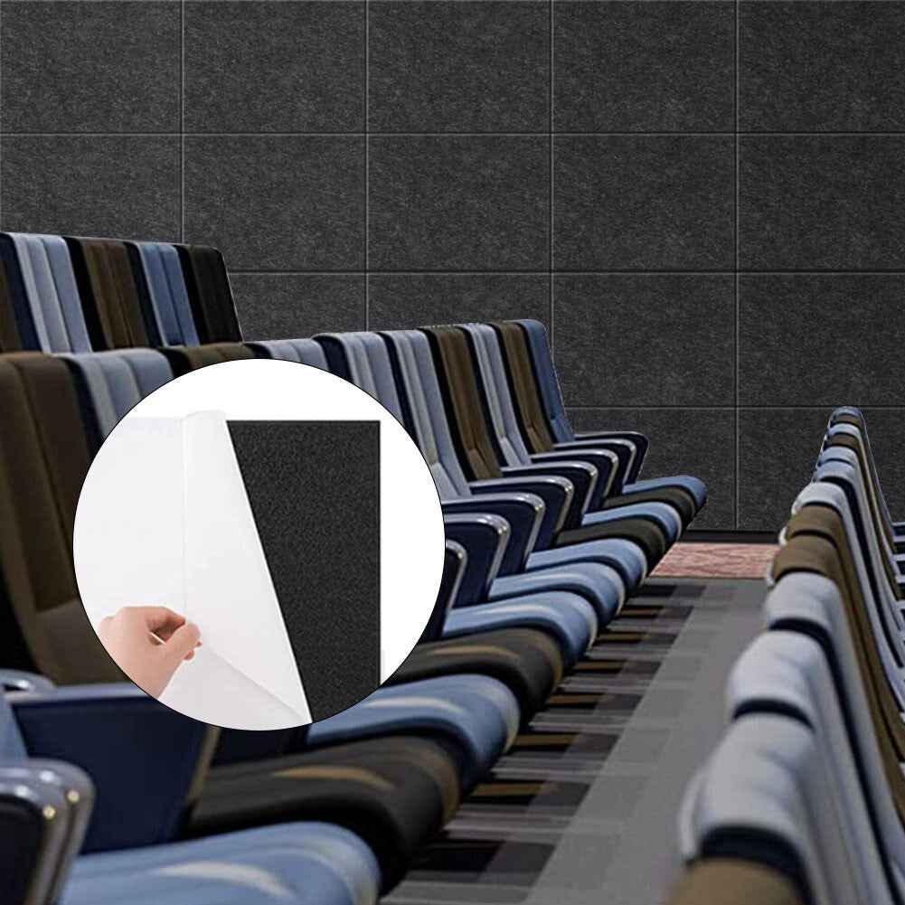 12x Self-adhesive Acoustic Wall Panel Tiles Studio Sound Proofing Insulation Pad