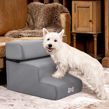 3/4/5 Steps Dog Stairs Pet For Bed Sofa Cats Ladder Ramp With Removable Cover UK