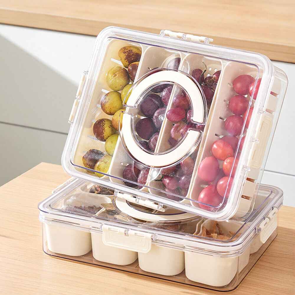 Fridge Box Holder Kitchen Cupboard Organiser Food Storage Dividers Container Lid