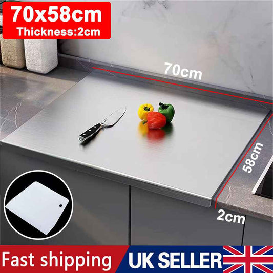 Stainless Steel Cutting Chopping Board Dough Board Meat Bread Kitchen Worktop
