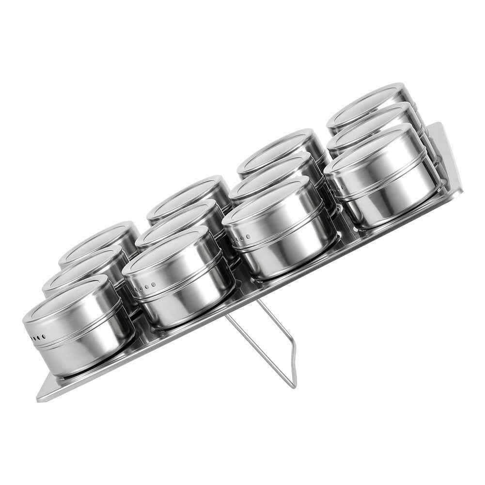 12x Magnetic Spice Jars BBQ Shaker Lids Seasoning Tins Container Stainless Steel