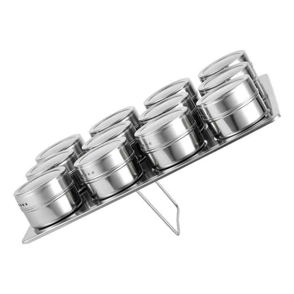 12x Magnetic Spice Jars BBQ Shaker Lids Seasoning Tins Container Stainless Steel