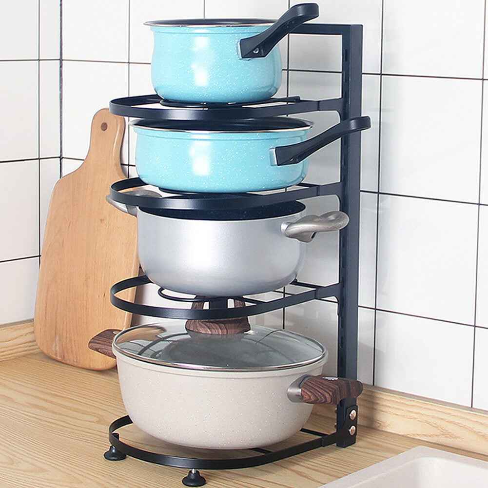 2/3/4 Tier Kitchen Pot Pan Saucepan Storage Rack Holder Organiser Stand Shelf UK