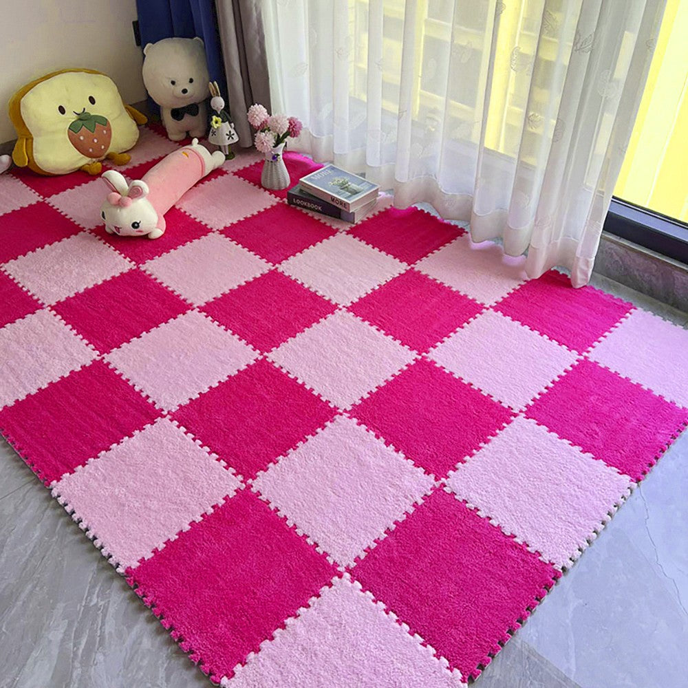 Plush EVA Foam Carpet Tiles 12/24pcs Interlocking Floor Mat Soft Cozy Anti-slip